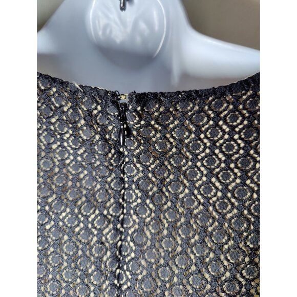 Cece Black Floral Lace Sleeveless Mini Shift Dress W Chiffon Neck Tie 8 - Picture 5 of 7